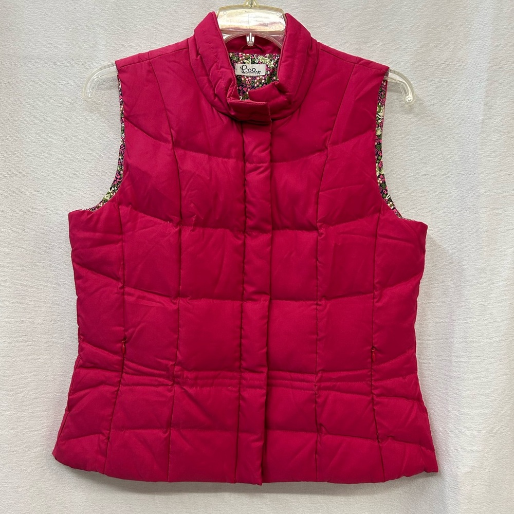 Lilly Pulitzer Pink Quilted Down Puffer Vest